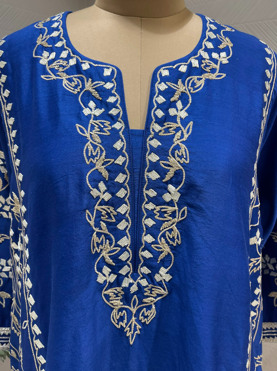 Royal Blue Embroidered Cord Set