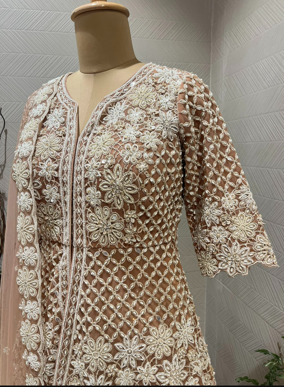Old Rose Embellished Peplum Sharara Set