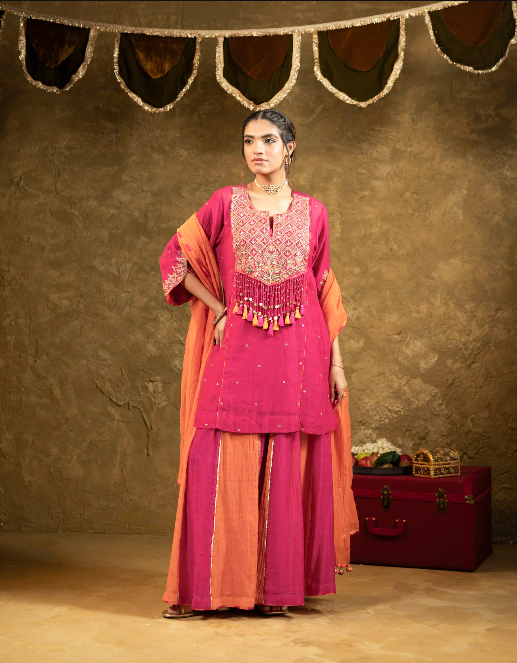 Antique Chowkadi Sharara Set