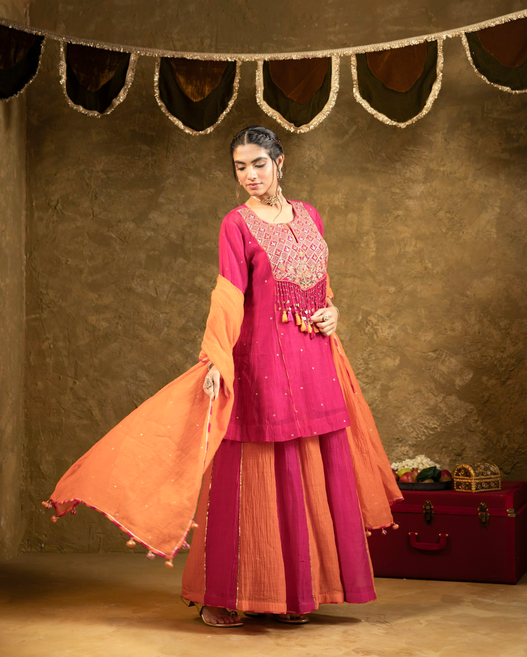 Antique Chowkadi Sharara Set