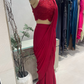 Scarlett Red beadwork Pre draped Saree