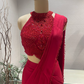 Scarlett Red beadwork Pre draped Saree