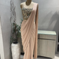 Dusty Pink Satin Organza Pre Draped Saree with Jewel Blouse