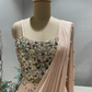 Dusty Pink Satin Organza Pre Draped Saree with Jewel Blouse
