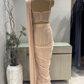 Dusty Pink Satin Organza Pre Draped Saree with Jewel Blouse