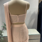Dusty Pink Satin Organza Pre Draped Saree with Jewel Blouse