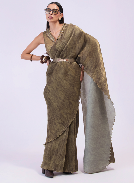 Smoke Pre draped Saree