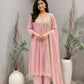 Blush Pink Pleated kurta set