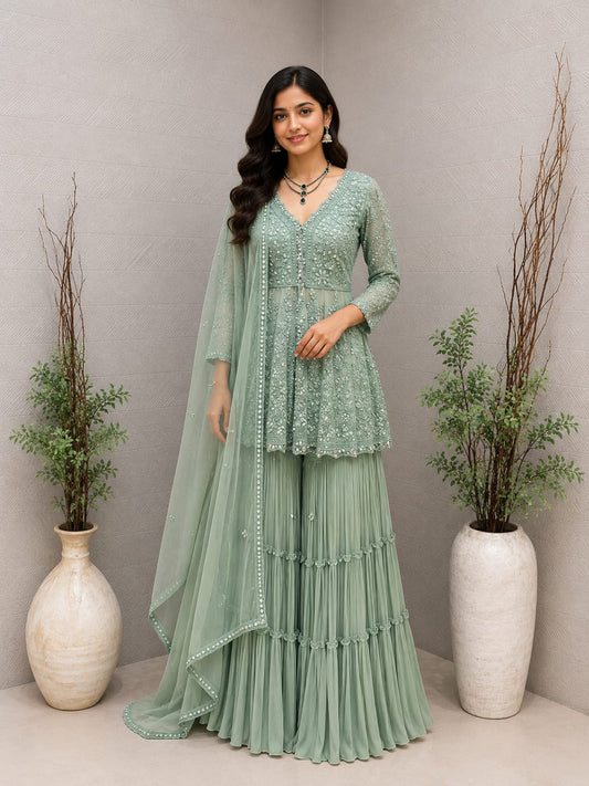 Mint green Sharara set