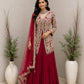 Ruby red pleated Sharara set