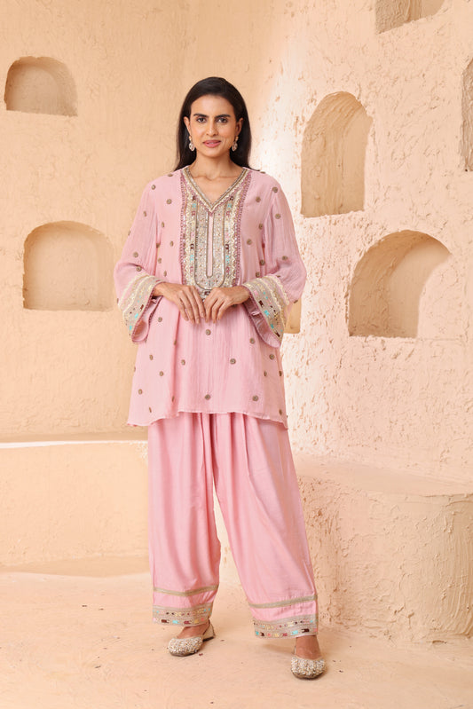 Straight short length shirt with Farsi Salwar