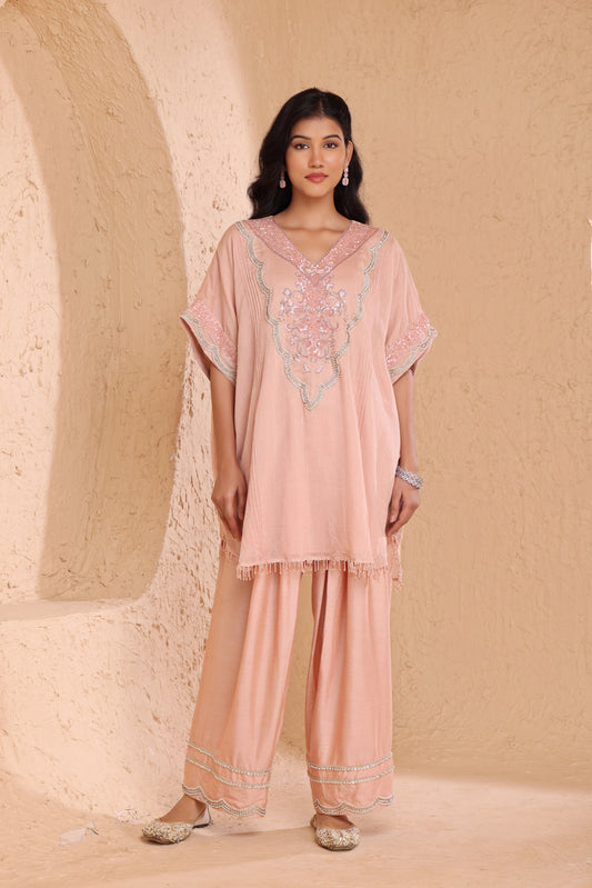 Kaftan short length shirt with Farsi salwar