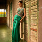 Multicolour Blouse and Draped Skirt Set