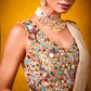 Navratna Saree in light gold - View 3