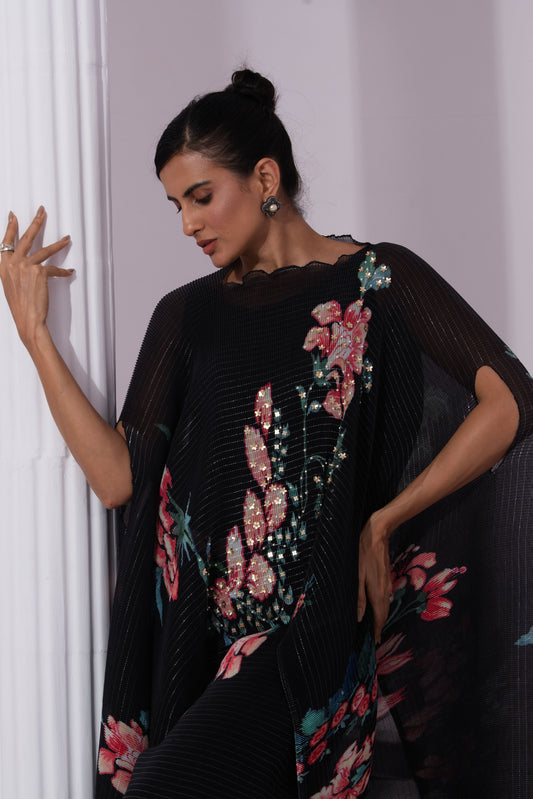 Black Flower Kaftan & Pant