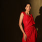 Scarlet red corset saree