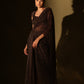 Bronze crinkle chiffon draped saree