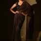 Bronze crinkle chiffon draped saree