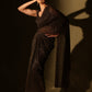 Bronze crinkle chiffon draped saree