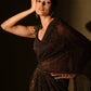 Bronze crinkle chiffon draped saree