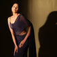 Midnight blue crinkle chiffon draped saree