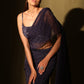 Midnight blue crinkle chiffon draped saree