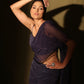 Midnight blue crinkle chiffon draped saree