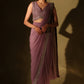 Mauve zardozi lycra stitched sareee