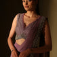 Mauve zardozi lycra stitched sareee