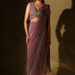 Mauve zardozi lycra stitched sareee
