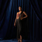 Black Draped Saree with Heavy Blouse
