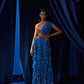 Blue Printed Ruffle Saree