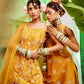 Mustard Kurta With Tiered Sharara
