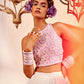 Lilac Crop Top With Ivory Lehenga.