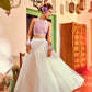 Lilac Crop Top With Ivory Lehenga.