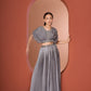 Grey Pleated Crop Top Set