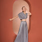 Grey Pleated Crop Top Set