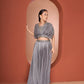 Grey Pleated Crop Top Set