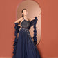 Midnight Blue Gown with 3D Yoke