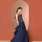 Midnight Blue Gown with 3D Yoke
