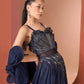 Midnight Blue Gown with 3D Yoke