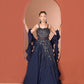 Midnight Blue Gown with 3D Yoke