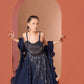 Midnight Blue Gown with 3D Yoke