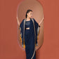 Midnight Blue Draped Saree with Cape