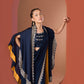 Midnight Blue Draped Saree with Cape