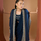 Midnight Blue Draped Saree with Cape