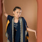 Midnight Blue Draped Saree with Cape
