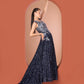 Midnight Blue Heavy Sequin Work Gown
